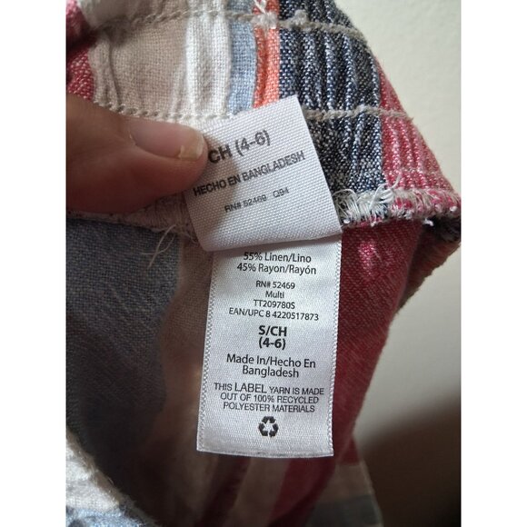 Time & Tru Linen Shorts Y2K Boho Summer Casual Stripes Multicolor Size Small - Picture 4 of 4